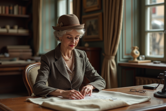 Femme élégante dans un atelier de mode parisien