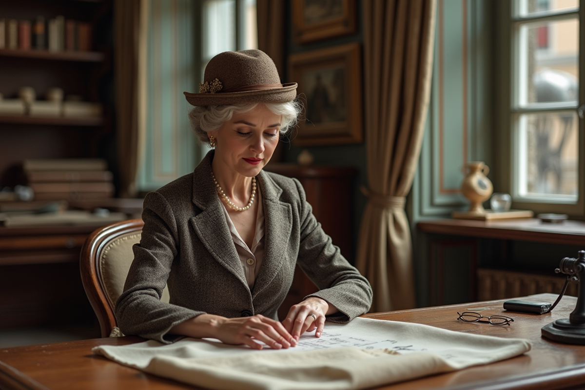 Femme élégante dans un atelier de mode parisien
