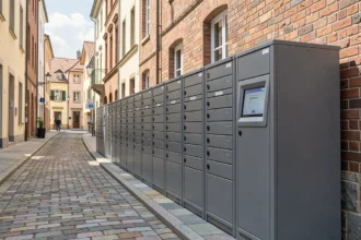 Casiers automatiques de colis installés dans une rue