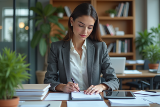 Femme professionnelle organisée au bureau