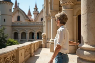 Femme admirant le Palais Idéal du Facteur Cheval