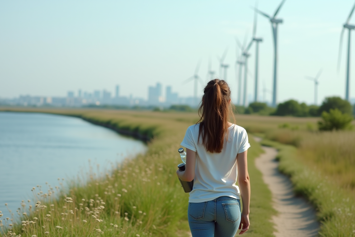 Jeune femme avec bouteille d
