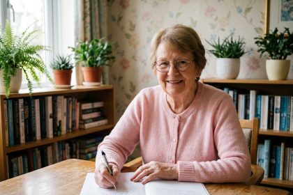 Femme senior engagée dans une activité personnelle en EHPAD