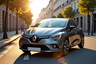 Renault Clio 3 Phase 2 stationnee en ville en plein jour